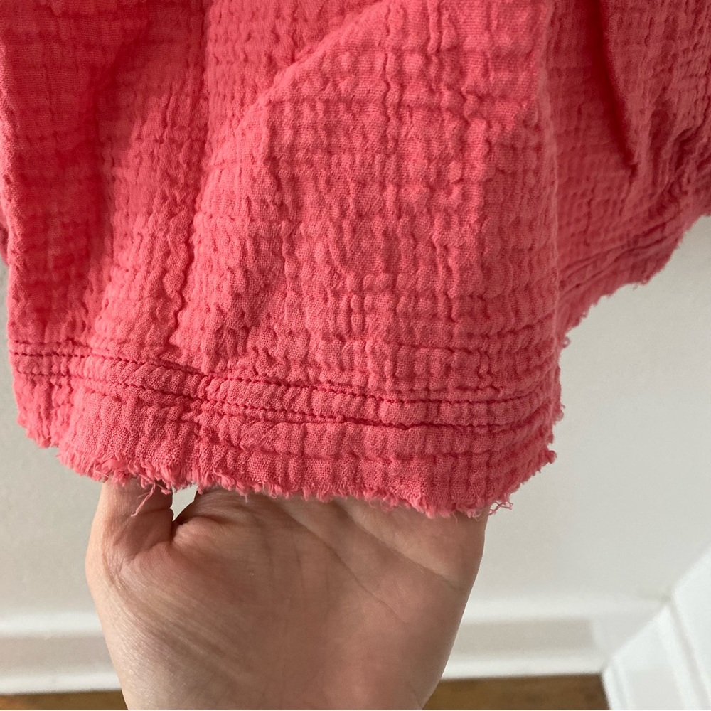 We the Free Horizons Double Cross Cotton Gauze Top Coral Paradise Size Medium - Picture 5 of 9